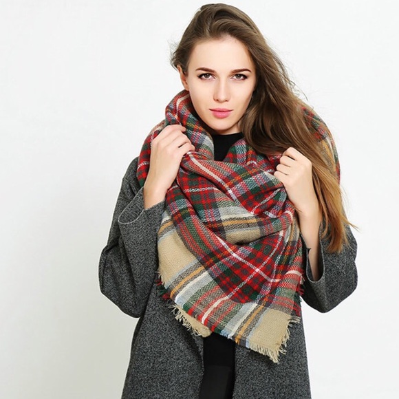 💥 SALE Classic Tartan Plush Plaid Blanket Scarf - Picture 6 of 8